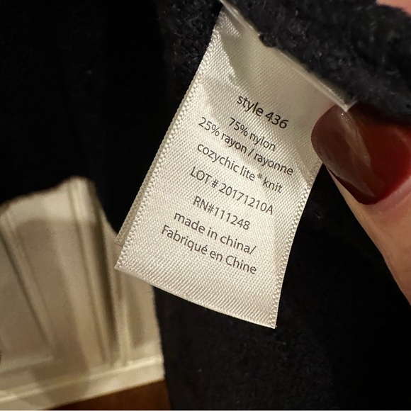 Barefoot Dreams Cozy Chic Lite Women’s Navy Grey Open Waterfall Cardigan Sweater - Picture 5 of 8